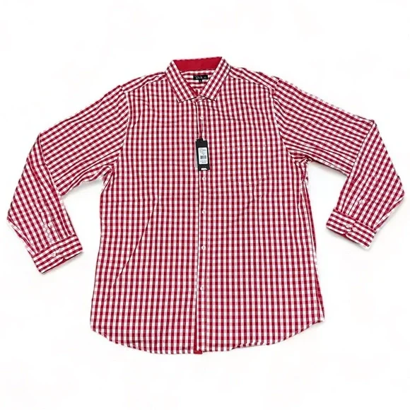 Galaxy By Harvic Red Striped Long Sleeve Dress Shirt Size XL | New - Picture 1 of 6
